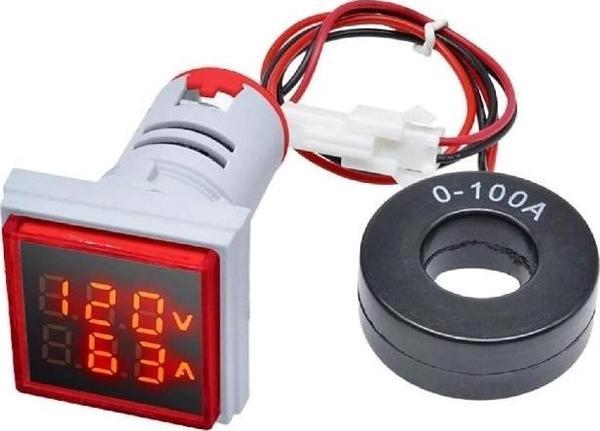 Ac 20-500v 100a Kare Dijital Voltmetre Ampermetre 220v Kırmızı Panel Montaj Led Gösterge Ekran Akım - Image 1