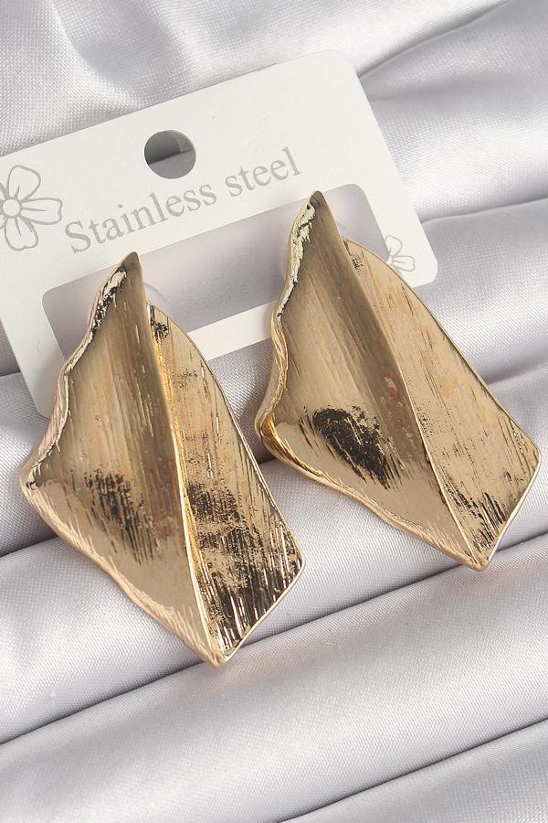 Pirinç Gold Renk İşlemeli Kare Plaka Model Kadın Küpe - EBJ250301W31512 - Image 1
