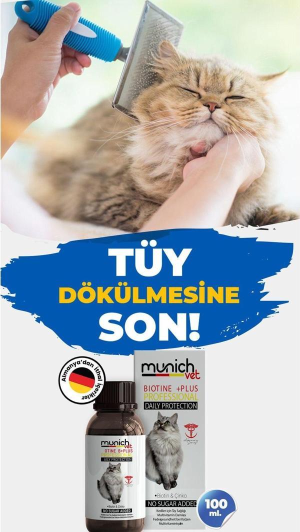 Munich Vet Biotine Plus Kedi Tüy Damlası 100Ml (Kedilerin Tüy Dökülmesini Engeller) - Image 1