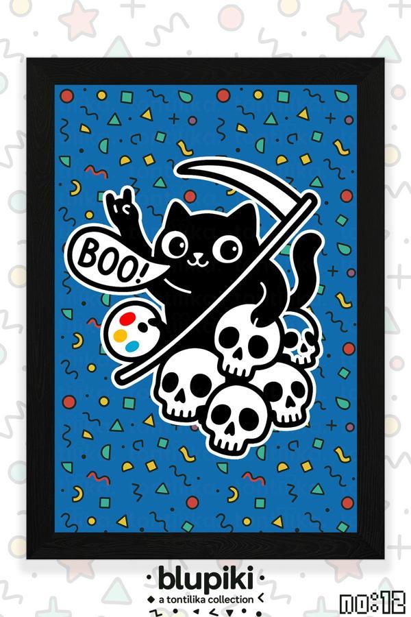 Blupiki Koleksiyonu No:12 - BOO Diyen Ölümcül Kedi Tablo - Image 1