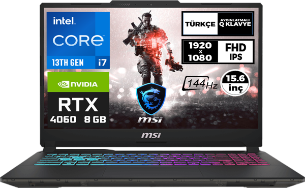 MSI CYBORG 15 i7-13620H 32GB 512GB SSD 8 GB RTX4060 144Hz 15.6" Fdos Gaming Laptop A13VF-893XTR 002 - Image 1