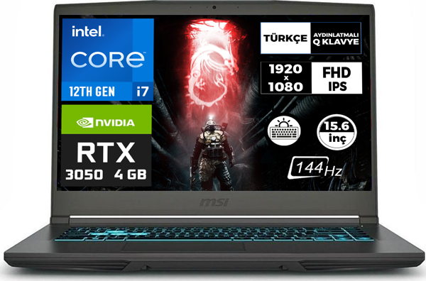 MSI THIN 15 i7-12650H 64GB 2TB SSD 4 GB RTX3050 144Hz 15.6" Fdos Gaming Laptop B12UC-1479XTR 005 - Image 1