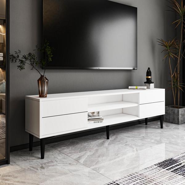 Aragon Modern TV Sehpası – 140 cm, 2 Kapaklı + 2 Açık Raflı, Siyah & Beyaz Renk Seçenekli Tv Ünitesi - Image 1