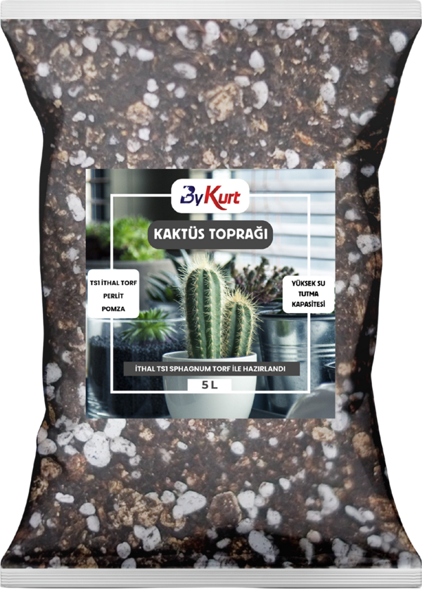 ByKurt 5 Litre Kaktüs Toprağı Böcek Sinek Yapmayan Premium Karışım TS1 Torf, Perlit, Pomza - Image 1