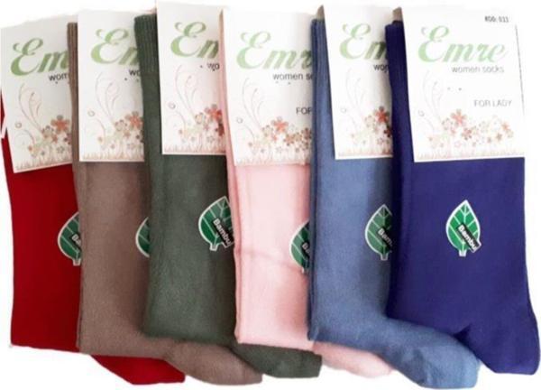 6 Çift Kadın Bambu Dikişsiz Uzun Soket Çorap - Image 1