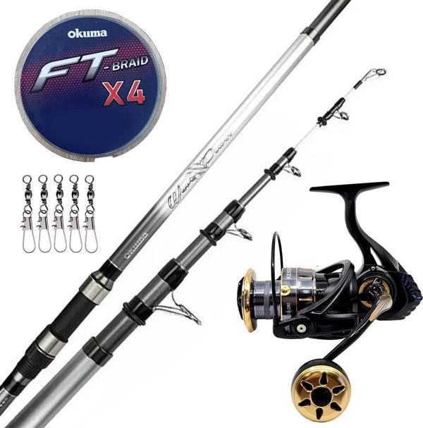 Yek Outdoor Hazır Surf Olta Seti Okuma Wave Power Tele Surf 3.90 cm 100-200 gr Surf Kamışı&Kendo Black Bass GP6000 5+1BB - Image 1