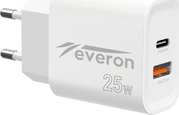 25 W Oppo Reno İle Uyumlu Hızlı Şarj Adaptörü – PD + Standart Usb Çıkışlı EVR-023 - Image 1