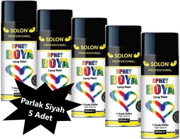 Solon 5 Adet Sprey Boya Parlak Siyah 400 Ml. - Image 1
