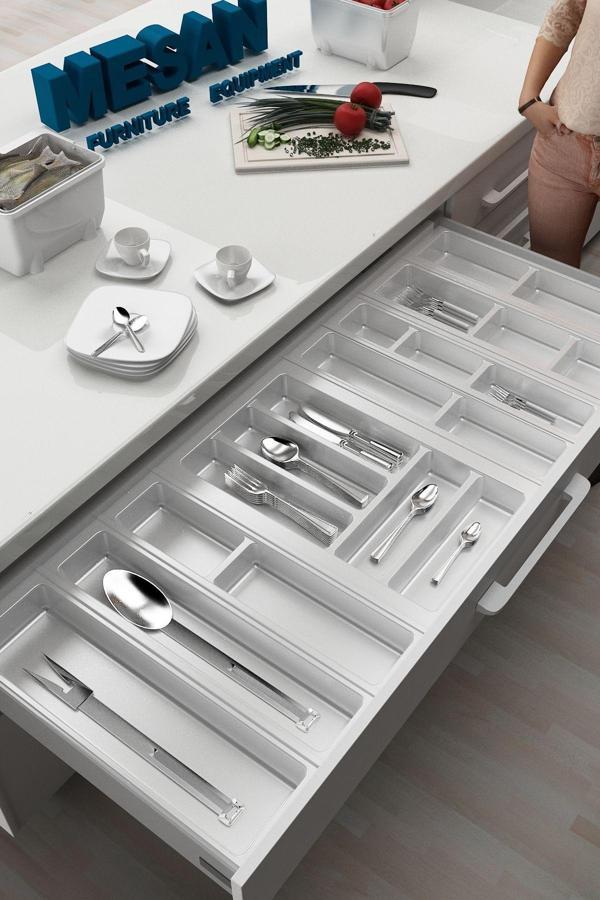 Tify Mutfak Çekmece Içi Kaşıklık 114Cm X 48Cm Yanlar Ve Boydan 4Cm Kesilebilir, Beyaz - Image 1