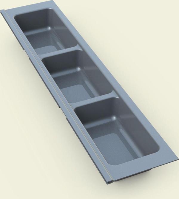 Tify Mutfak Çekmece Içi Kaşıklık, Antrasit Üç Bölmeli Modül 11Cm X 48Cm - Image 1