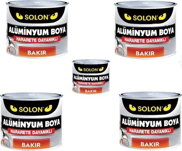 Solon Isıya Dayanıklı 5 Adet Alüminyum Yaldız Boya Bakır 1000 Ml. 5 Li Paket - Image 1