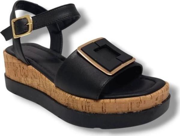 Fancy 2104-25 Deri Anatomik Kare Tokalı Kadın Sandalet - Image 1