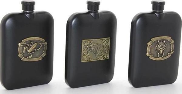 Paslanmaz Çelik Kabartmalı Tekli 6 Oz Matara Alk2666 - Image 1
