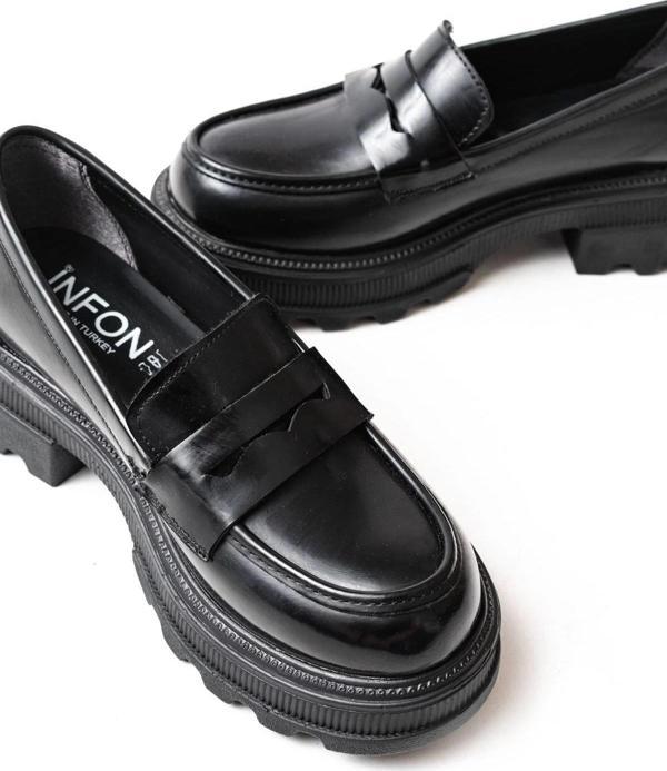746-759 Siyah Rugan Günlük Yüksek Tabanlı Loafer Ayakkabı - Image 1