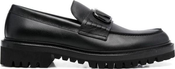 Valentino Garavani Vlogo Signature Siyah Erkek Deri Loafer - Image 1