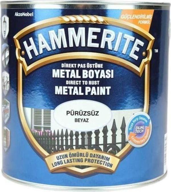 Hammerite Pas Üstü Metal Boyası Düz Beyaz 2,5Lt - Image 1