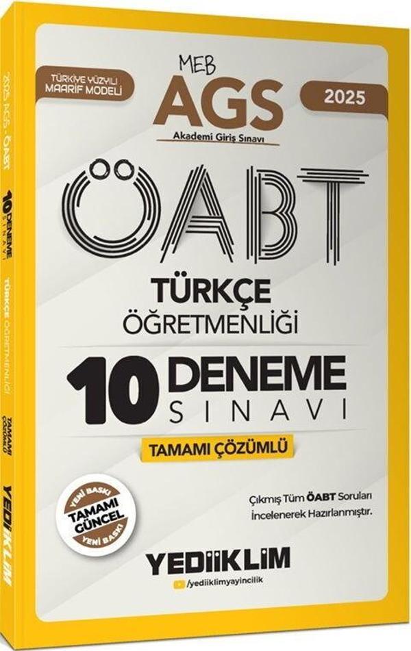 2025 MEB AGS ÖABT Türkçe Öğretmenliği Tamamı Çözümlü 10 Deneme Sınavı Yediiklim Yayınları - Yediiklim Yayınları - Image 1