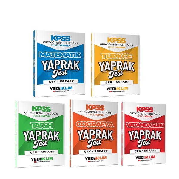 Yediiklim Yayınları 2026 KPSS Ortaöğretim Ön Lisans Yaprak Test Seti 5 Kitap - Yediiklim Yayınları - Image 1