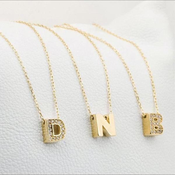 Çgk Çiğdem Gürel Kuyumculuk 3 Boyutlu Harf Altın Kolye - Image 1