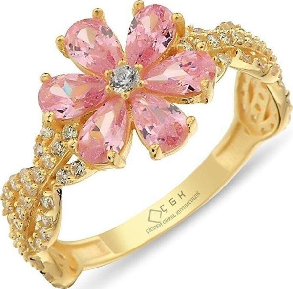 Çgk Çiğdem Gürel Kuyumculuk Pembe Çiçek Altın Yüzük Zy0296 14Yeni0108 - Image 1