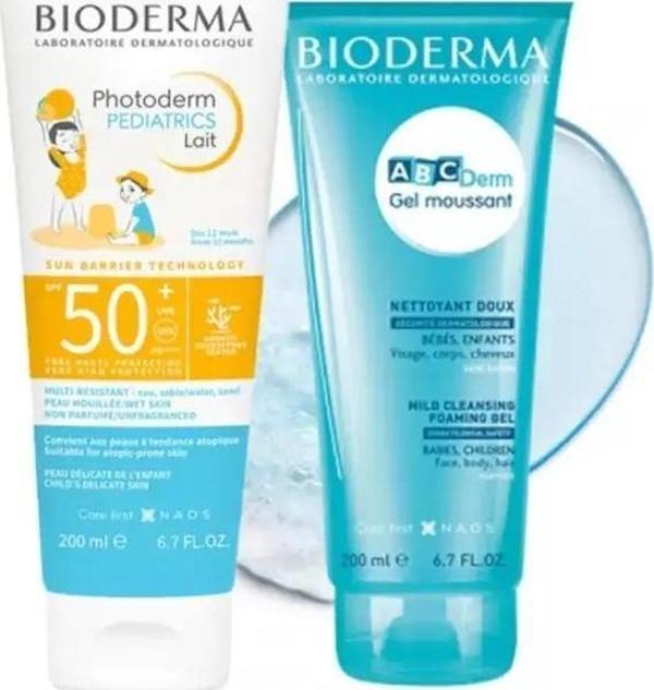 Bioderma Photoderm Pediatrics Lait Spf50+ 200ml + Bioderma ABCDerm Foaming Gel 200ml | Bebek ve Çocuk Bakım Seti - Image 1