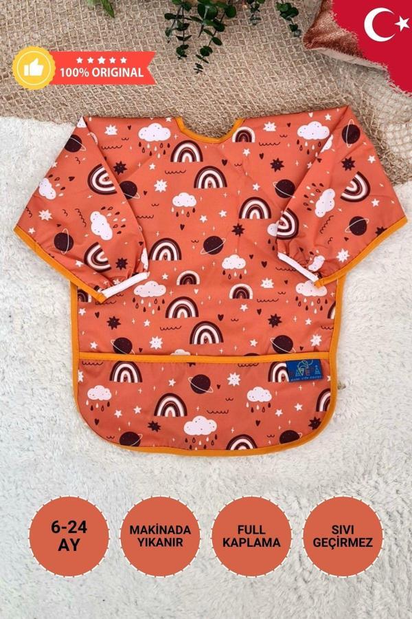 Anp Moda Tasarım Rainbow Desenli Sıvı Geçirmez Unisex Aktivite Ve Mama Önlüğü 6-24 Ay - Image 1
