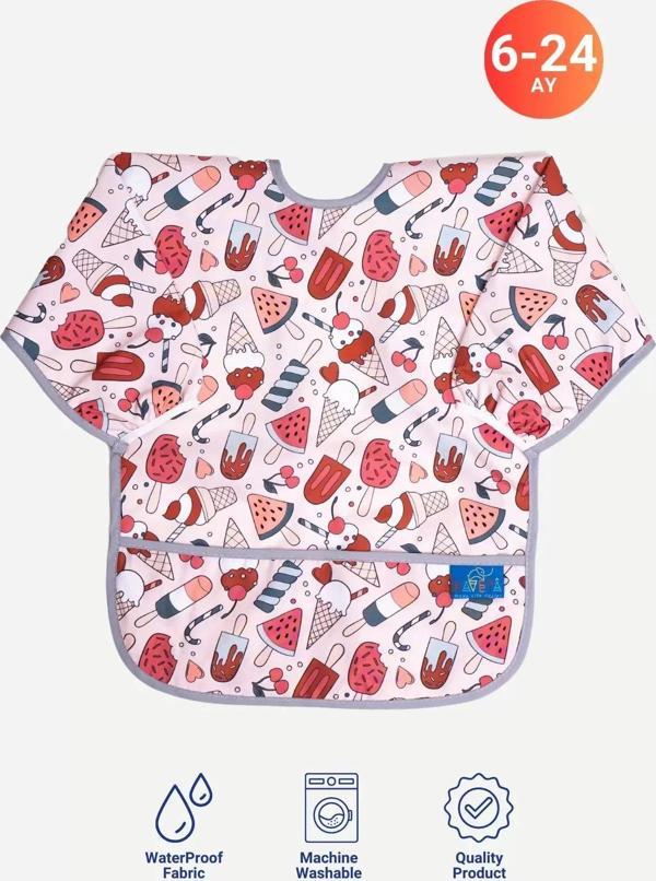 Anp Moda Tasarım İcecream Desenli Sıvı Geçirmez Aktivite - Mama Önlüğü  6-24 Ay - Image 1