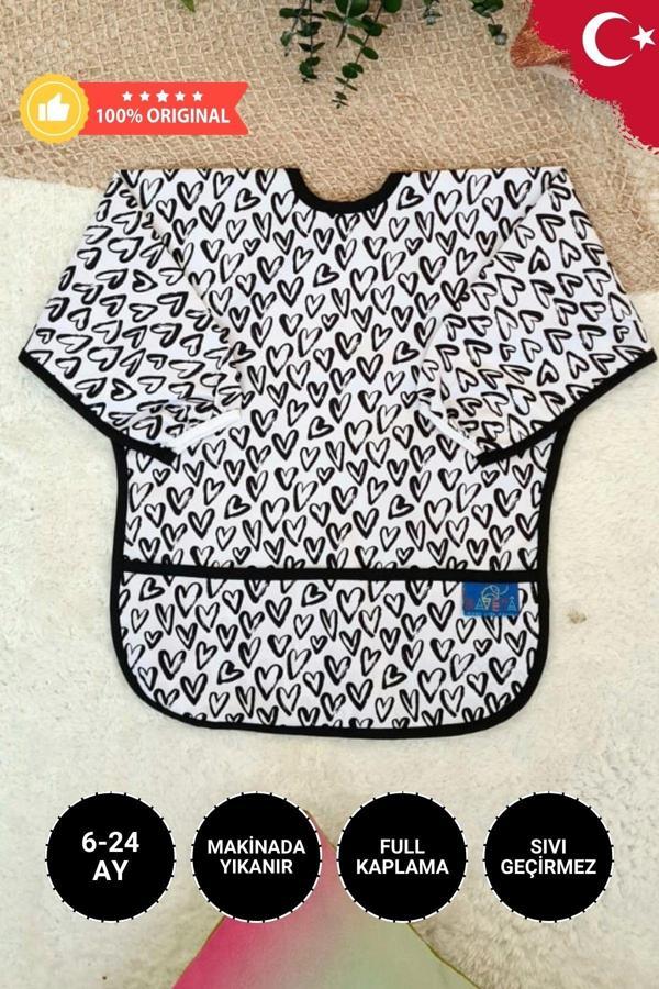 Anp Moda Tasarım Heart Desenli Sıvı Geçirmez Unisex Aktivite Ve Mama Önlüğü 6-24 Ay - Image 1