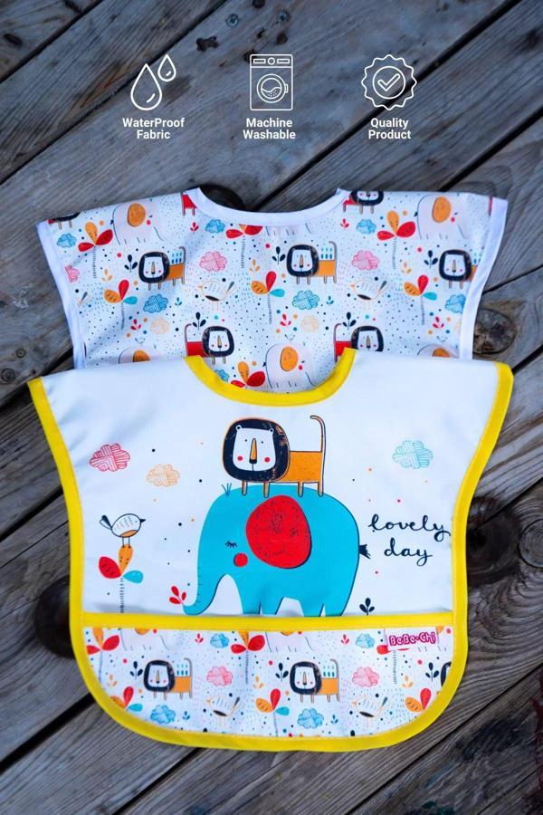 Anp Moda Tasarım Sıvı Geçirmez Mama-Salya Önlüğü Safari 0-24 Ay - Image 1
