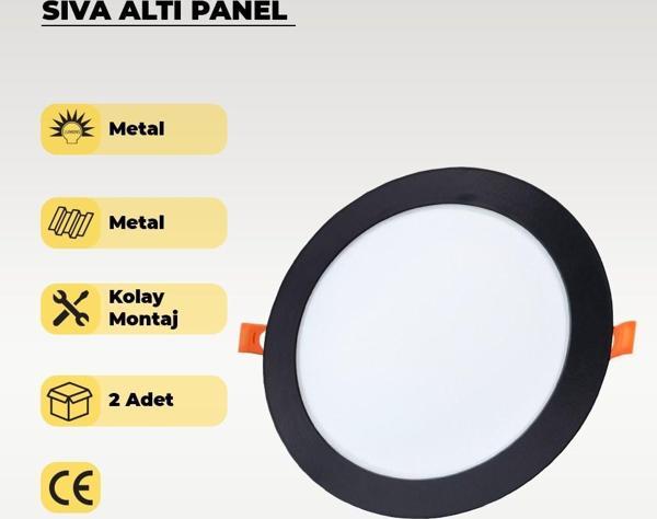 15W Sıva Altı Yuvarlak Siyah Led Panel 4000K (Gün Işığı) - Image 1
