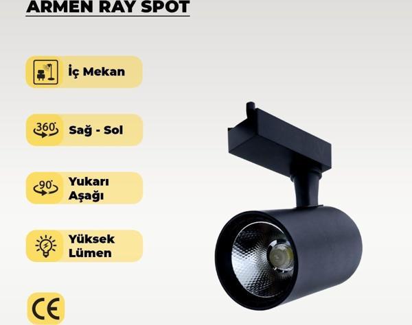 20W Siyah Ray Spot Armen 3200K (Sarı Işık) - Image 1