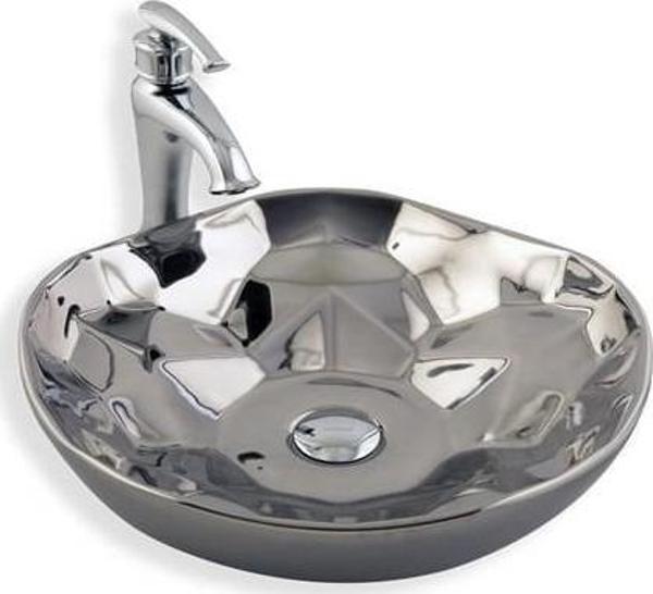 LENA TEZGAH ÜSTÜ ÇANAK LAVABO E-5006G GÜMÜŞ - Image 1