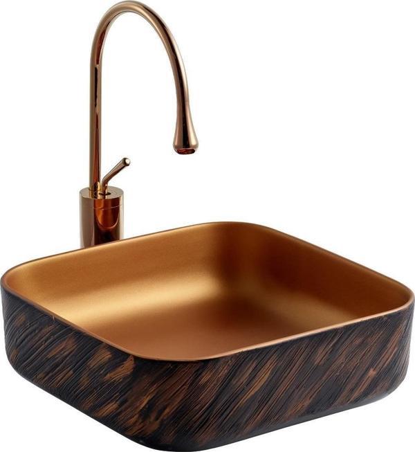 LENA TEZGAH ÜSTÜ ÇANAK LAVABO E-4072X MAT BAKIR - Image 1