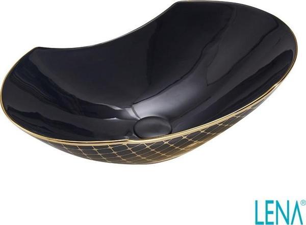 LENA TEZGAHÜSTÜ LAVABO EH-2030AS1 SİYAH-ALTIN - Image 1