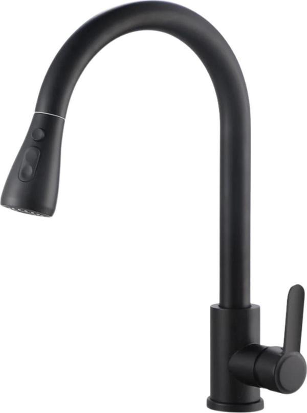Fleko Flora Spiralli Siyah Mutfak Eviye Bataryası KS10S01-C - Image 1