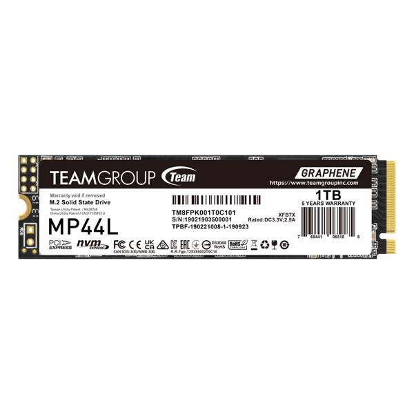 Team MP44L 1TB Gen4x4 5000/4500MB/s NVMe PCIe M.2 SSD Disk (TM8FPK001T0C101) - Image 1