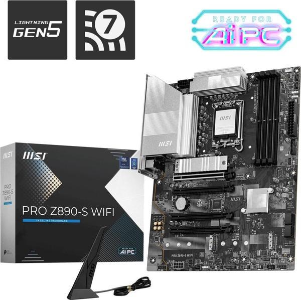 MSI PRO Z890-S WIFI PZ DDR5 8800MHZ(OC) USB 20Gbps 3xM.2 1xTB4 HDMI DISPLAY 2.5G LAN WIFI7 ATX 1851P - Image 1