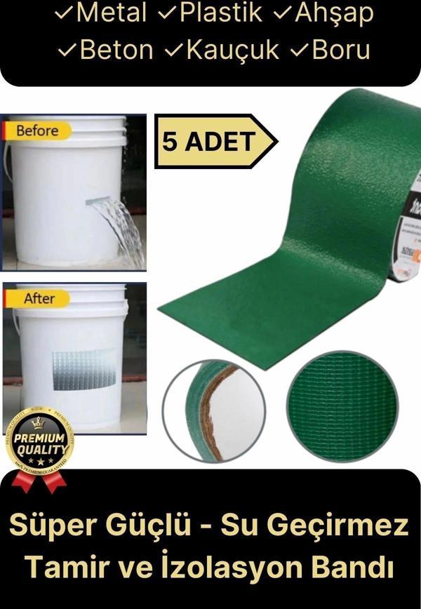 Premium Dayanıklı Süper Güçlü Su Geçirmez Sızdırmaz Yeşil Tamir ve İzolasyon Bandı 48mm x 10m-5 Adet - Image 1