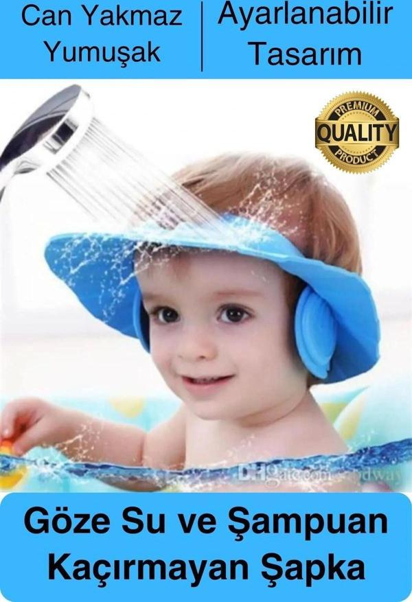 Ayarlanabilir Çocuk Bebek Duş Şapkası Göze Şampuan Su Sabun Kaçmasını Önleyen Koruyucu Banyo - Image 1