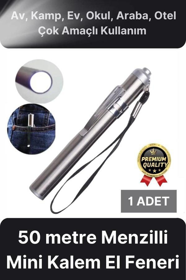Çok Amaçlı 50 Metre Menzilli Tek Modlu Beyaz 1 Pille Çalışan Kamp Ev Mini Kalem Cep Boyu El Feneri - Image 1