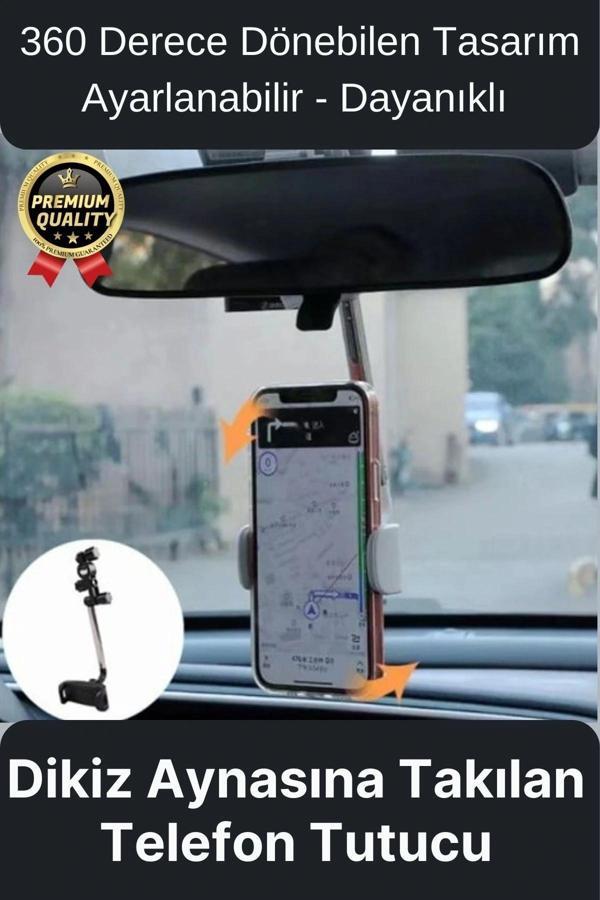 Çok Amaçlı Dayanıklı 360 Derece Dönebilen Ayarlanabilir Dikiz Aynasına Takılabilen Telefon Tutucu - Image 1