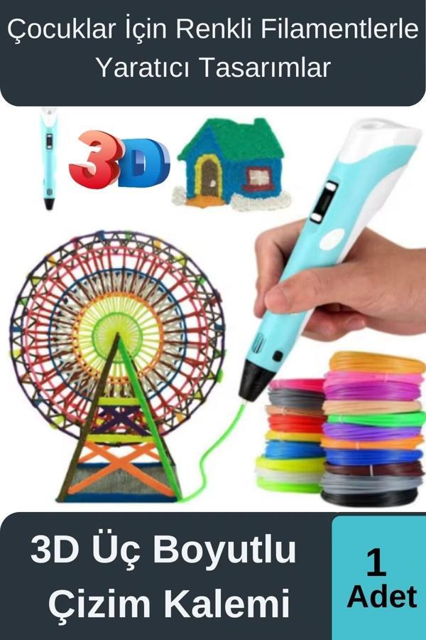 Çok Amaçlı Eğlence Hobi ABS Plastik Filament 3D Çocuk Renkli Üç Boyutlu Çizim Yazıcı Kalem Printer - Image 1
