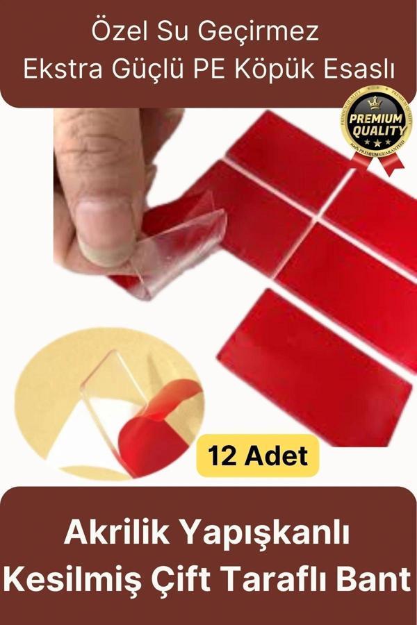 Çok Amaçlı Güçlü Su Geçirmez Hazır Kesilmiş Şeffaf 25x30mm PE Köpük Çift Taraflı Asma Bant-12 Adet - Image 1