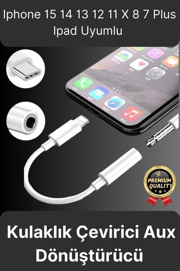 Premium Iphone 15 14 13 12 11 X 8 7 Plus Ipad Kulaklık Uyumlu Lightning Aux Çevirici Dönüştürücü - Image 1