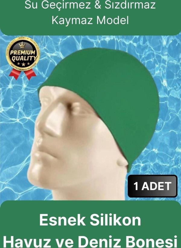 Premium Su Geçirmez Sızdırmaz Kaymaz Elastik Yüzme Şapkası Kaliteli Silikon Deniz Havuz Yüzme Bonesi - Image 1