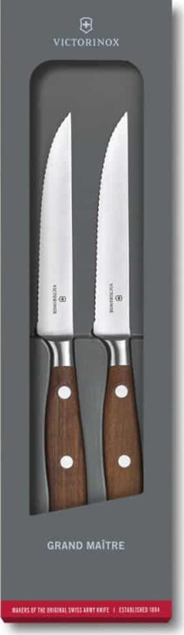 Victorinox 7.7240.2W 12cm Gül Ağacı 2li Tırtıklı Dövme Çelik Biftek Bıçağı, Hediye Kutulu - Image 1