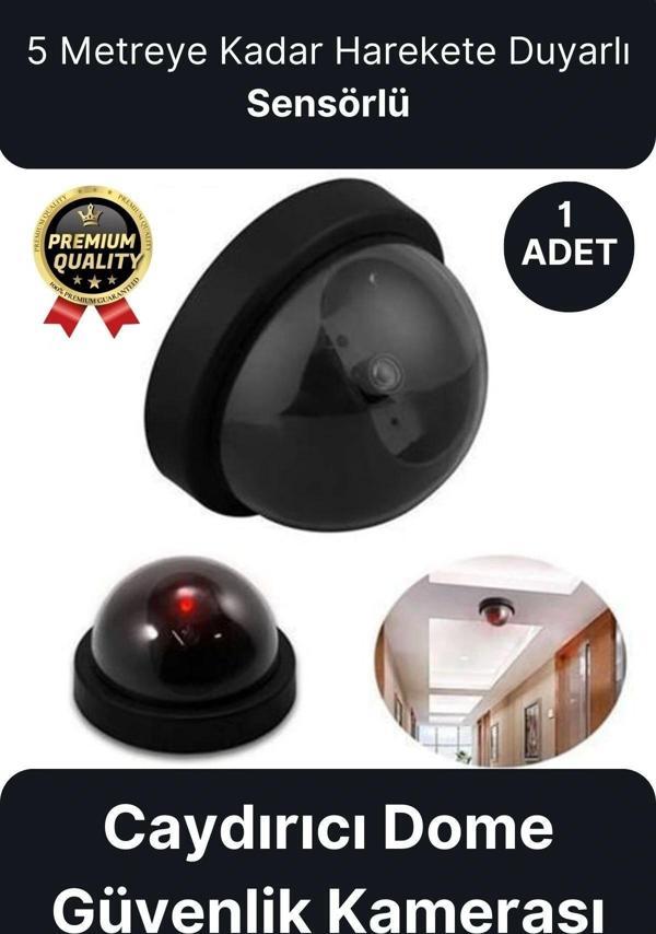Deluxe 5 Metre Harekete Duyarlı Pilli Yanıp Sönen Kırmızı Işıklı Caydırıcı Dome Güvenlik Kamerası - Image 1