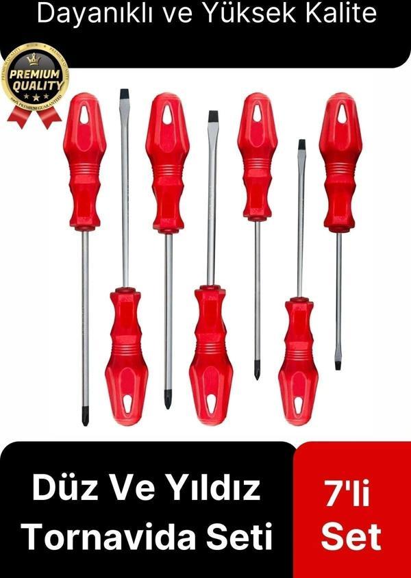 Üstün Kalite Dayanıklı Pratik Ergonomik Vidalama Tamir Tamirat Düz Ve Yıldız 7 Parça Tornavida Seti - Image 1