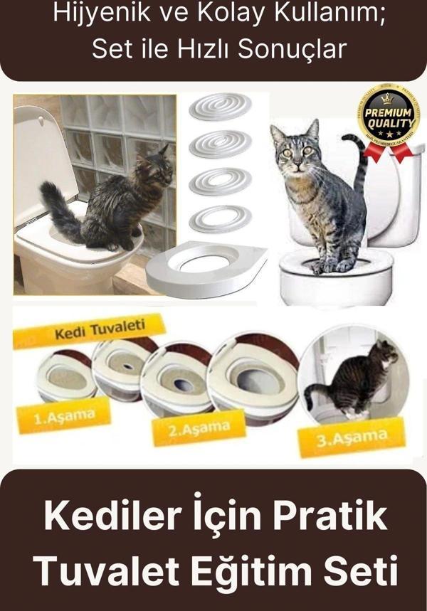 Kolay Kullanım Hijyenik Pratik Kum Kabı Yavru Yetişkin Kedi Wc Tuvalet Alıştırma Klozet Eğitim Seti - Image 1
