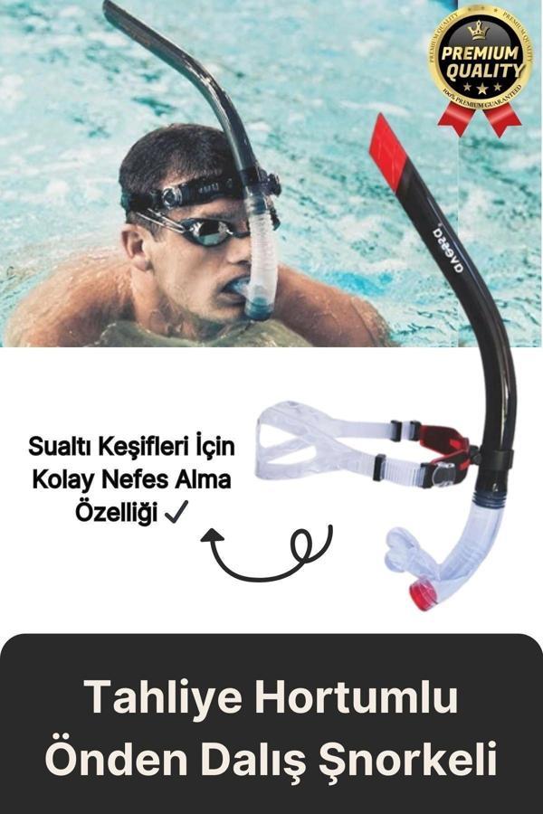 Yüksek Kalite Silikon Siyah Tahliye Hortumlu Deniz Havuz Önden Su Altı Eğitim Dalış Şnorkeli-1 Adet - Image 1